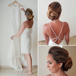 Elegant bridal chignon by Doranna Wedding Hairstylist & Bridal Makeup Artist at Reef Coco Beach